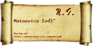 Matsovics Ivó névjegykártya
